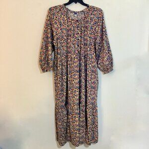 Old Navy Peasant Dress  3/4  Sleeve Floral Print Gathered Ruffle XXL Multi Color